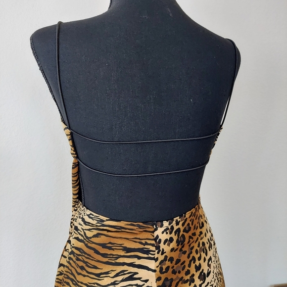 Vintage Byer Too Animal Print Side Slit y2k Mini Dress Size Large - Picture 4 of 12